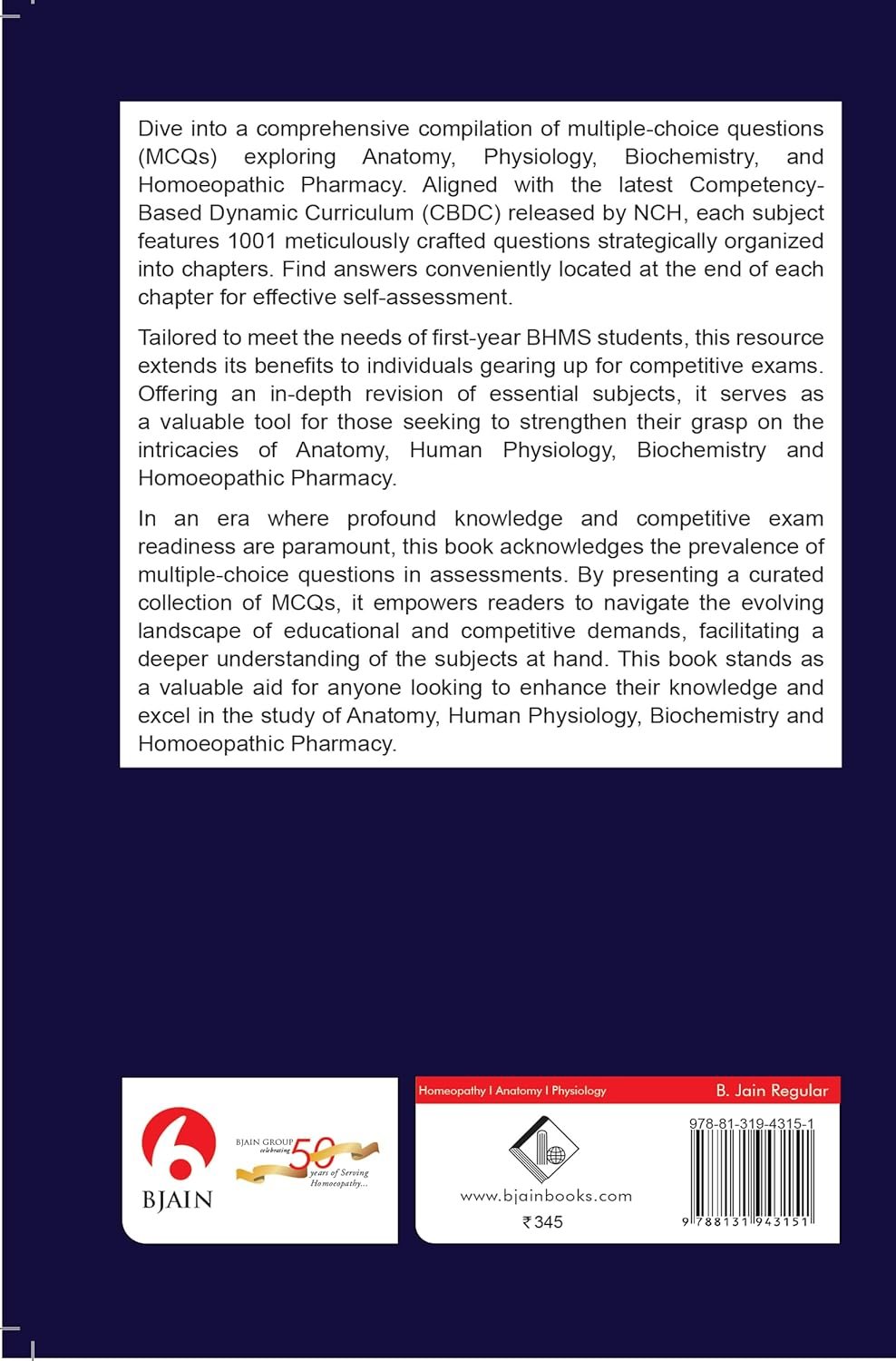 1001 MCQs in Anatomy Physiology Including Biochemistry and Homeopathic Pharmacy - Image 3